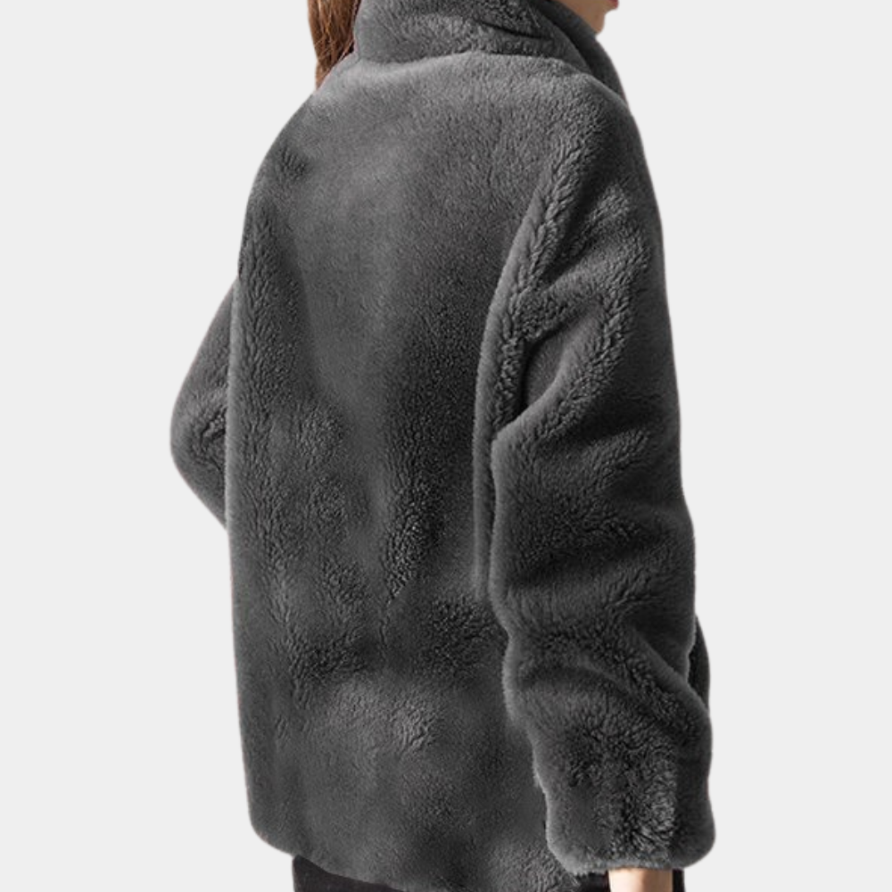 Warm Ladies' Jacket with Zip - Yara-Gray-XS-Nora Luxe