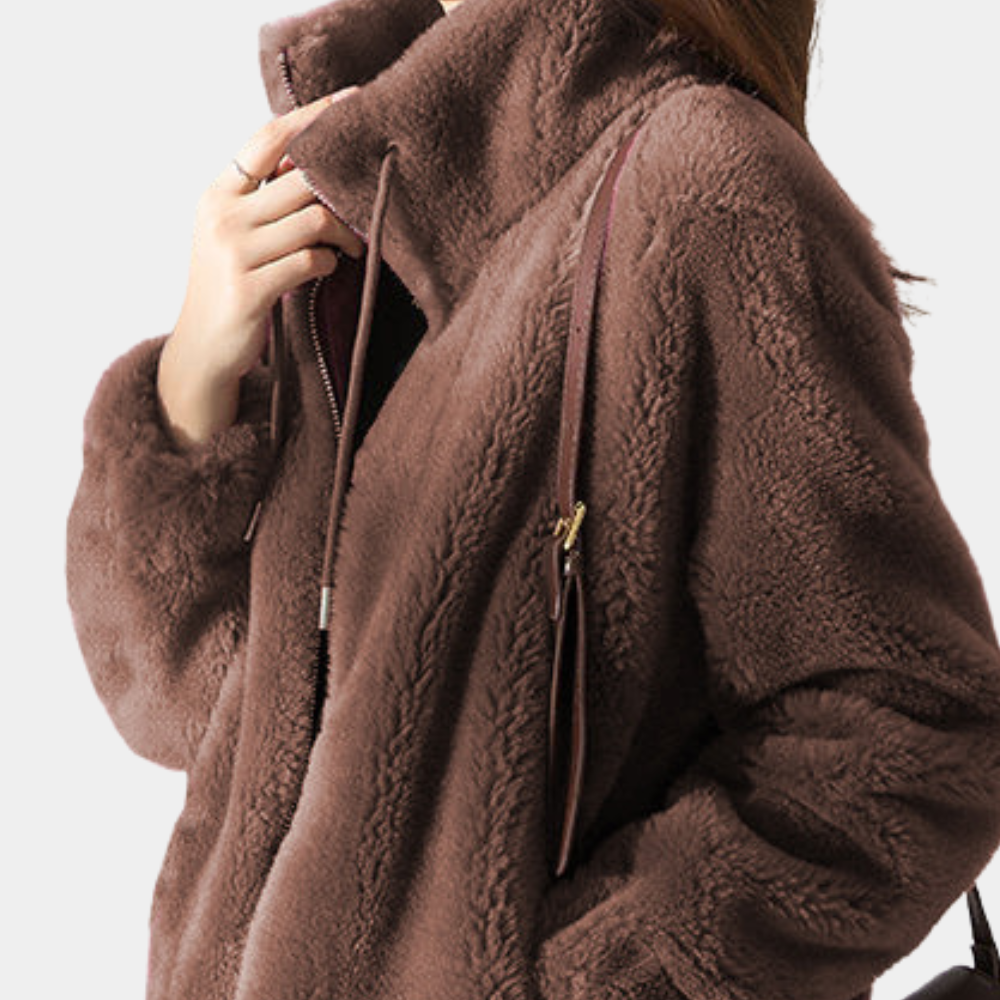 Warm Ladies' Jacket with Zip - Yara-Gray-XS-Nora Luxe