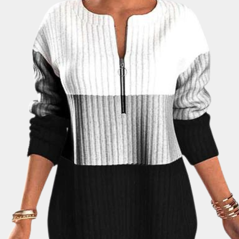 Warm Ladies' Jumper with Zip - Lina-Black-XS-Nora Luxe