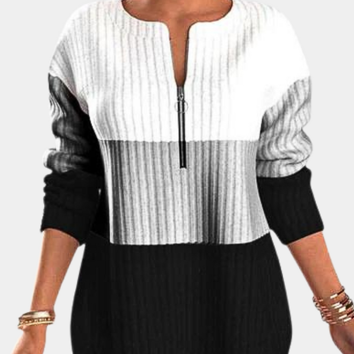 Warm Ladies' Jumper with Zip - Lina-Black-XS-Nora Luxe