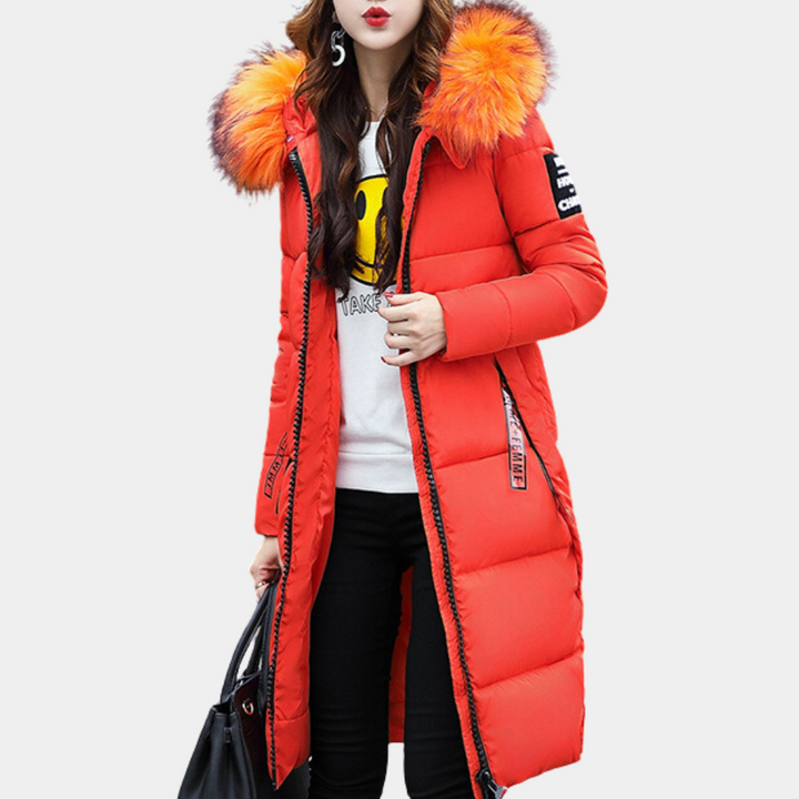 Warm Ladies Puffer Jacket with Hood - Livia-Pink-XS-Nora Luxe