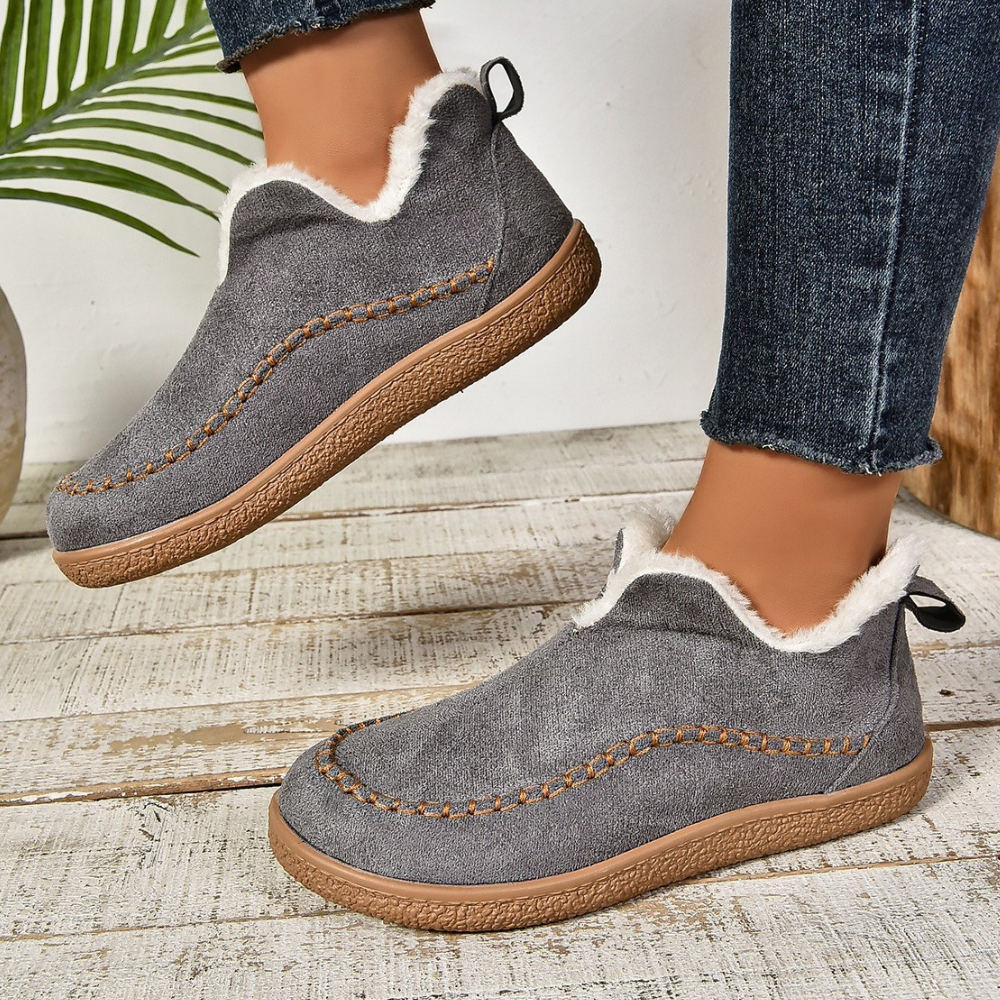 Warm Ladies' Slippers for Comfort - Selene-Gray-3-Nora Luxe