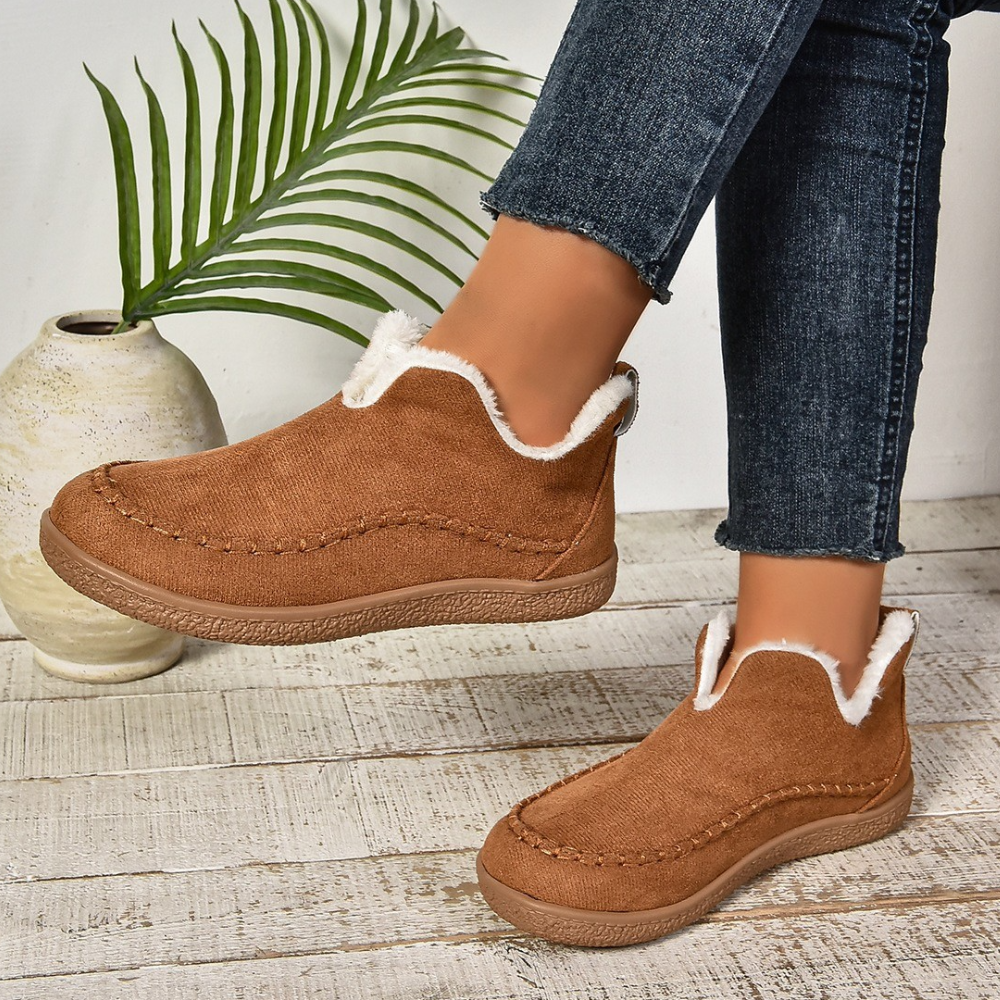 Warm Ladies' Slippers for Comfort - Selene-Light brown-3-Nora Luxe