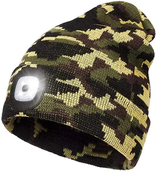 Warm LED Beanie Hat with Light - Robin-Olive Green-Nora Luxe