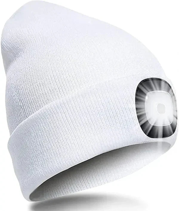 Warm LED Beanie Hat with Light - Robin-White-Nora Luxe
