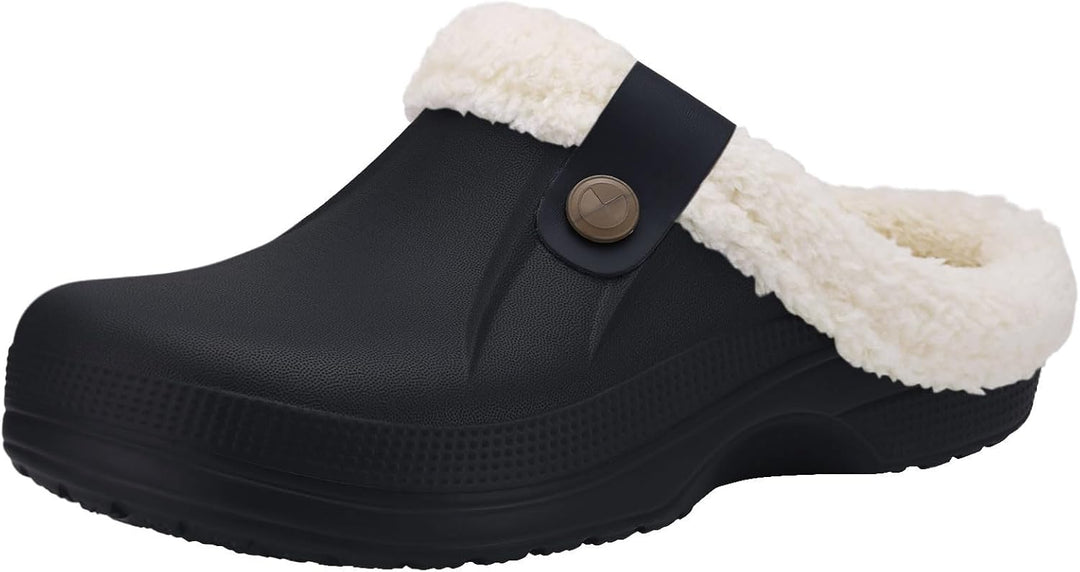 Warm Lined Slippers - CosyStep-Black/White-4.5–5.5 Women / 2.5–3.5 Men-Nora Luxe