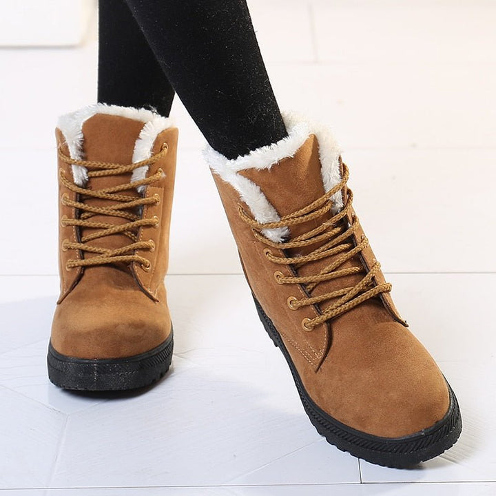 Warm Lined Women's Winter Boots with Laces - Eliza Fur Boot-Black-3.0-Nora Luxe
