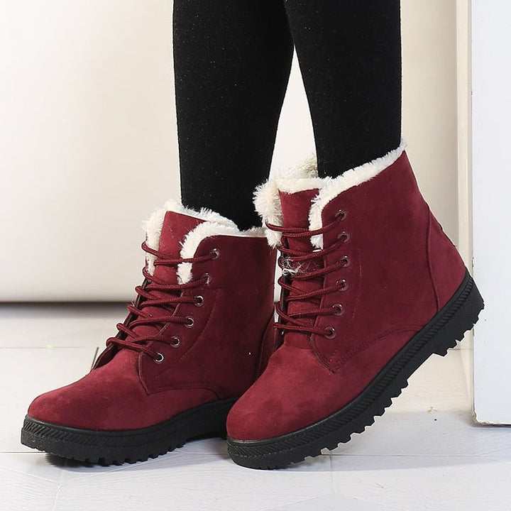 Warm Lined Women's Winter Boots with Laces - Eliza Fur Boot-Black-3.0-Nora Luxe