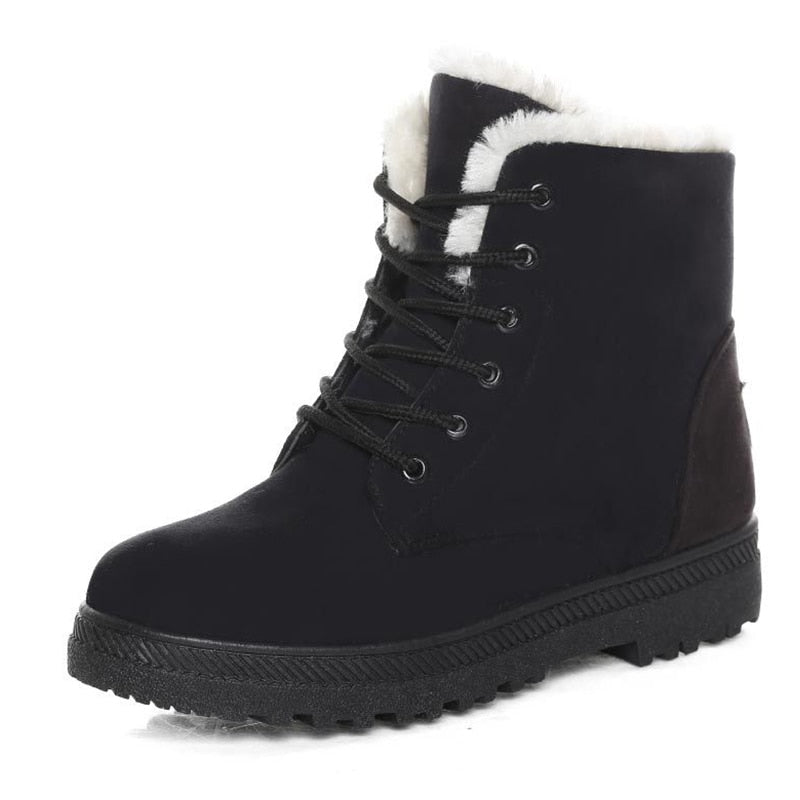 Warm Lined Women's Winter Boots with Laces - Eliza Fur Boot-Black-3.0-Nora Luxe