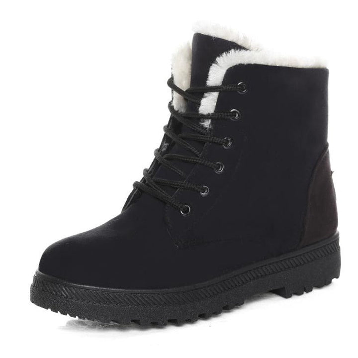 Warm Lined Women's Winter Boots with Laces - Eliza Fur Boot-Black-3.0-Nora Luxe