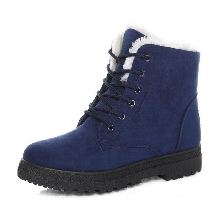 Warm Lined Women's Winter Boots with Laces - Eliza Fur Boot-Blue-3.0-Nora Luxe