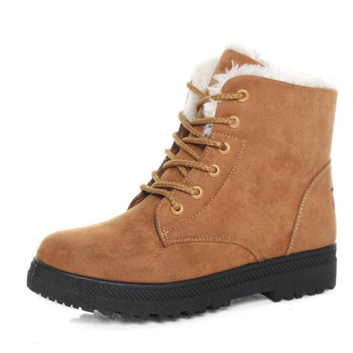 Warm Lined Women's Winter Boots with Laces - Eliza Fur Boot-Brown-3.0-Nora Luxe