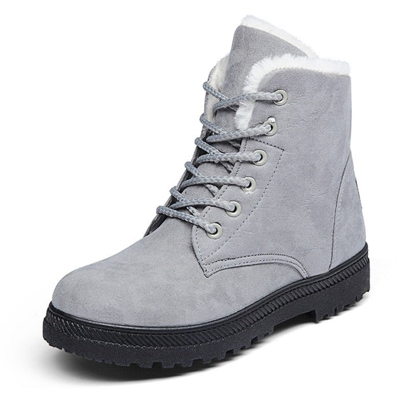 Warm Lined Women's Winter Boots with Laces - Eliza Fur Boot-Gray-3.0-Nora Luxe