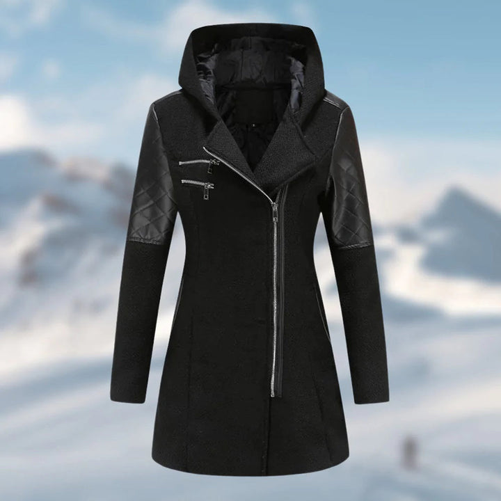 Warm Long Ladies Winter Coat - Aria-Black-S-Nora Luxe