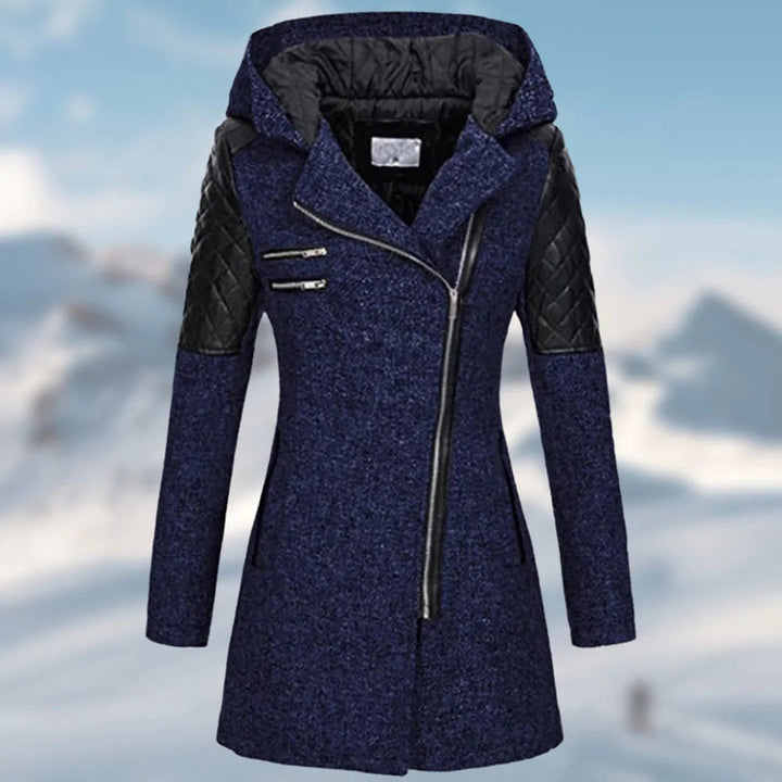 Warm Long Ladies Winter Coat - Aria-Blue-S-Nora Luxe