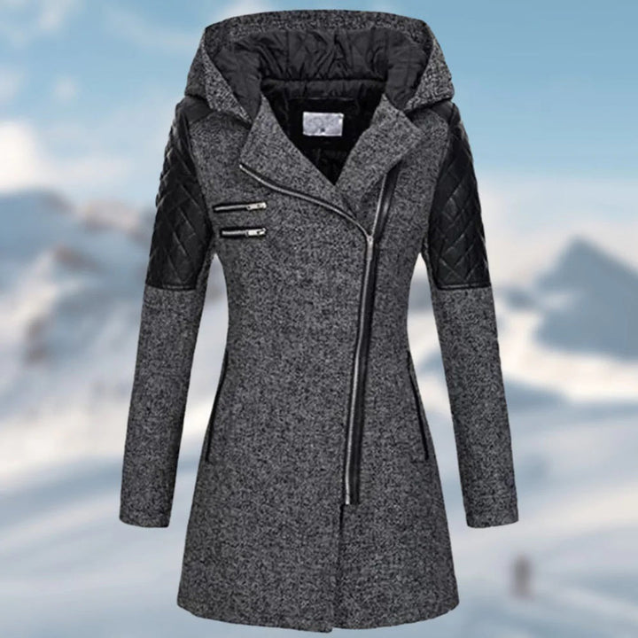 Warm Long Ladies Winter Coat - Aria-Dark Gray-S-Nora Luxe