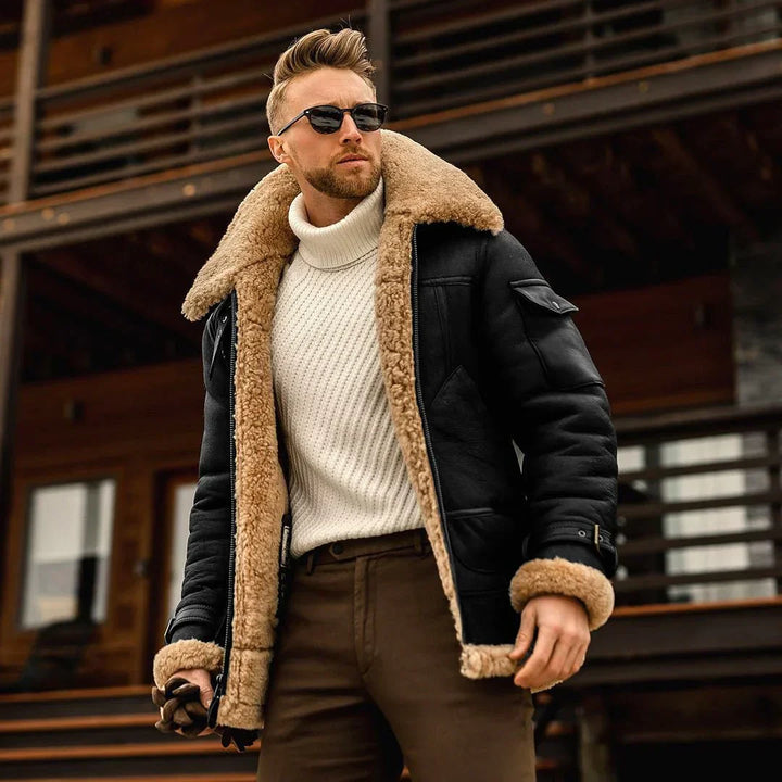 Warm Men's Winter Coat - Viktor-Black-S-Nora Luxe