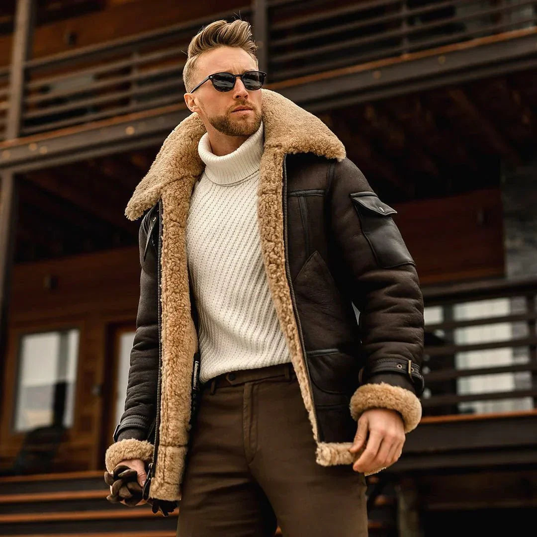 Warm Men's Winter Coat - Viktor-Dark Brown-S-Nora Luxe