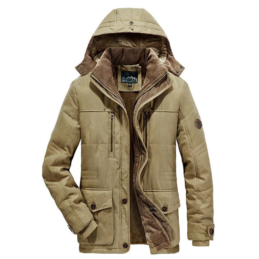 Warm Men's Winter Coat with Fleece - Everest-Khaki-M-Nora Luxe