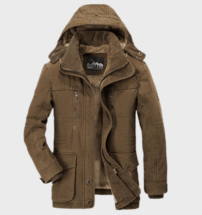 Warm Men’s Winter Jacket with Hood - Andreas-Coffee-M-Nora Luxe