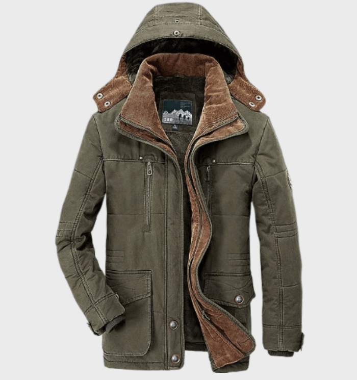 Warm Men’s Winter Jacket with Hood - Andreas-Green-M-Nora Luxe