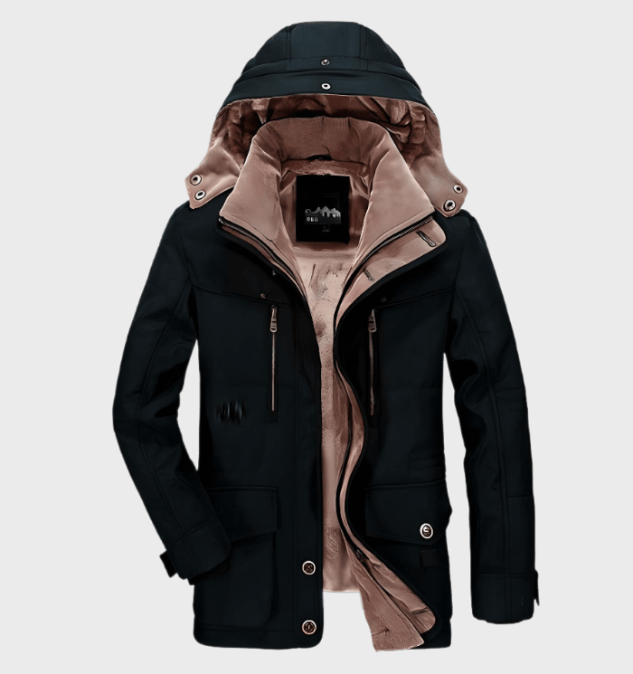 Warm Men’s Winter Jacket with Hood - Andreas-Khaki-M-Nora Luxe