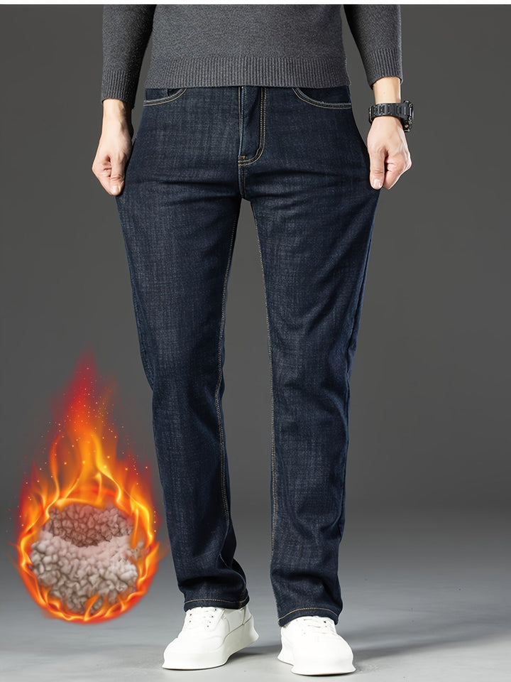 Warm Men's Winter Jeans with Fleece Lining - Grayson-Black-30-Nora Luxe