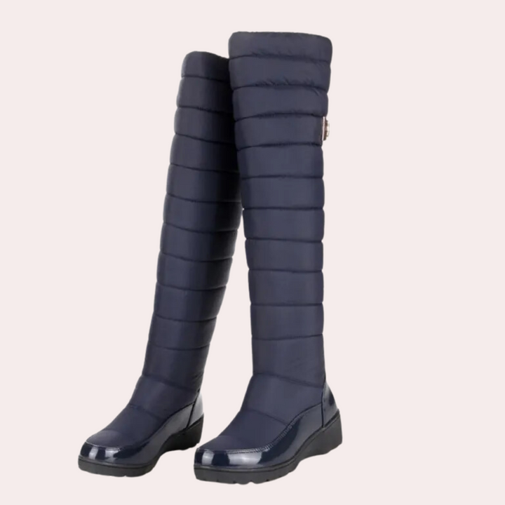 Warm Overknee Boots with Timeless Style - Sofia-Marine blue-3-Nora Luxe