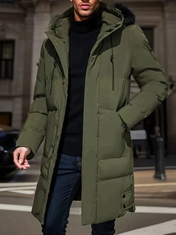 Warm Padded Long Coat - Milan-Army Green-S-Nora Luxe