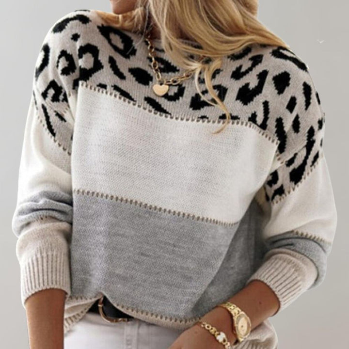 Warm Panther Print Women's Sweater - Sienna-Gray-S-Nora Luxe