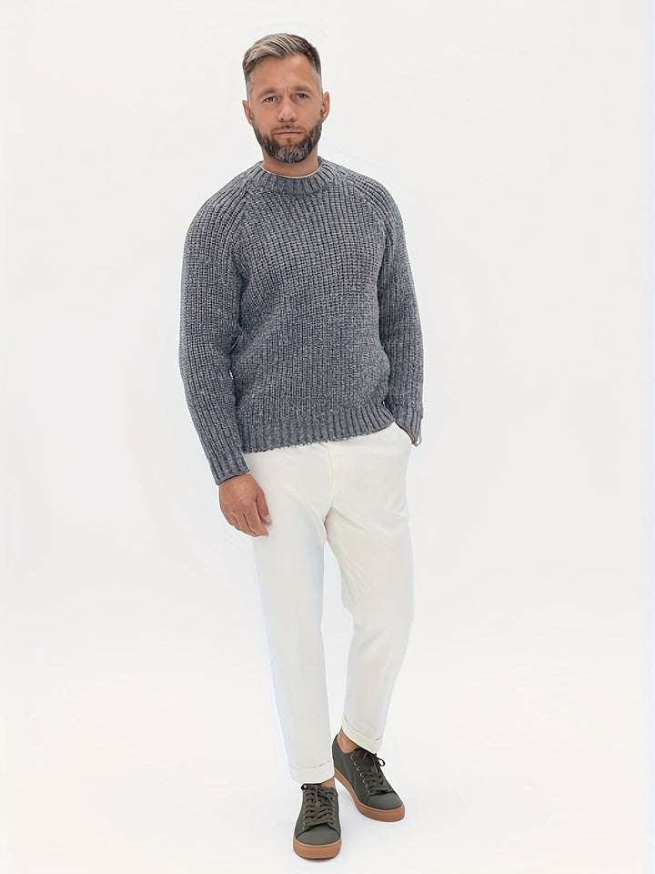Warm Plain Knitted Sweater for Men - Elliot-Gray-XS-Nora Luxe