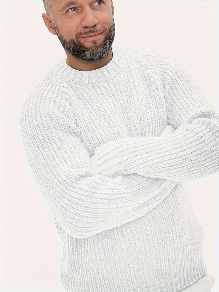 Warm Plain Knitted Sweater for Men - Elliot-Gray-XS-Nora Luxe