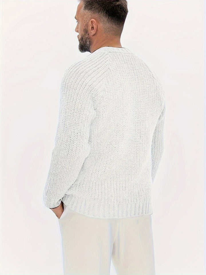Warm Plain Knitted Sweater for Men - Elliot-Gray-XS-Nora Luxe