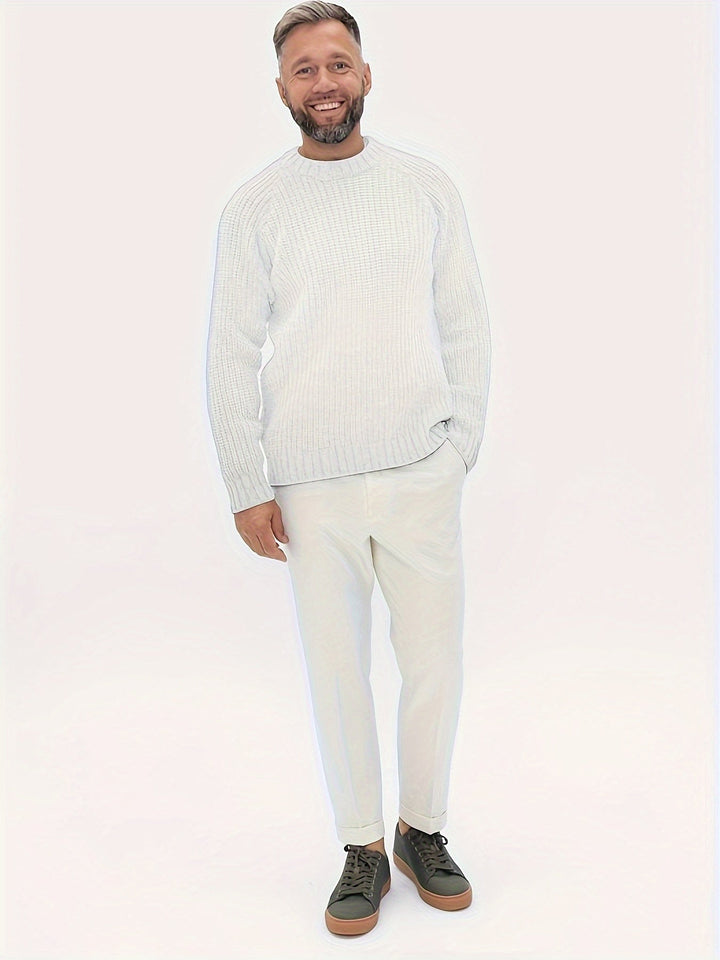 Warm Plain Knitted Sweater for Men - Elliot-Gray-XS-Nora Luxe