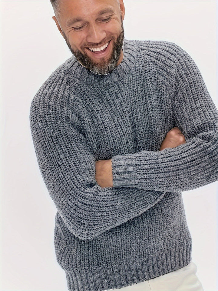 Warm Plain Knitted Sweater for Men - Elliot-Gray-XS-Nora Luxe
