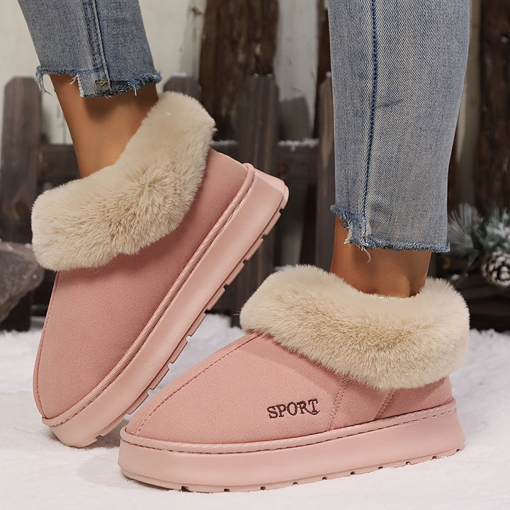 Warm Plush Ladies Slippers with Non-slip Sole - Sienna-Pink-2.5-Nora Luxe