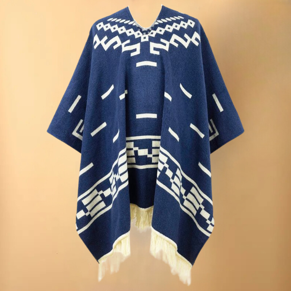 Warm Poncho for Men - Kael-Blue-Nora Luxe
