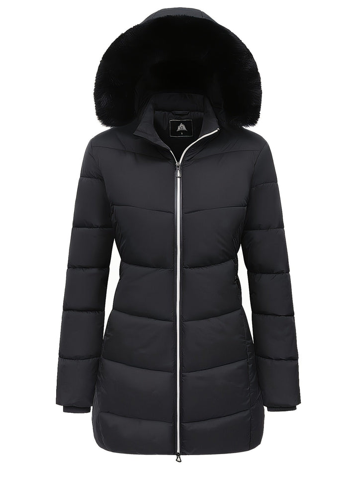 Warm Puffy Jacket with Stylish Details - Evelyne-Black-S-Nora Luxe