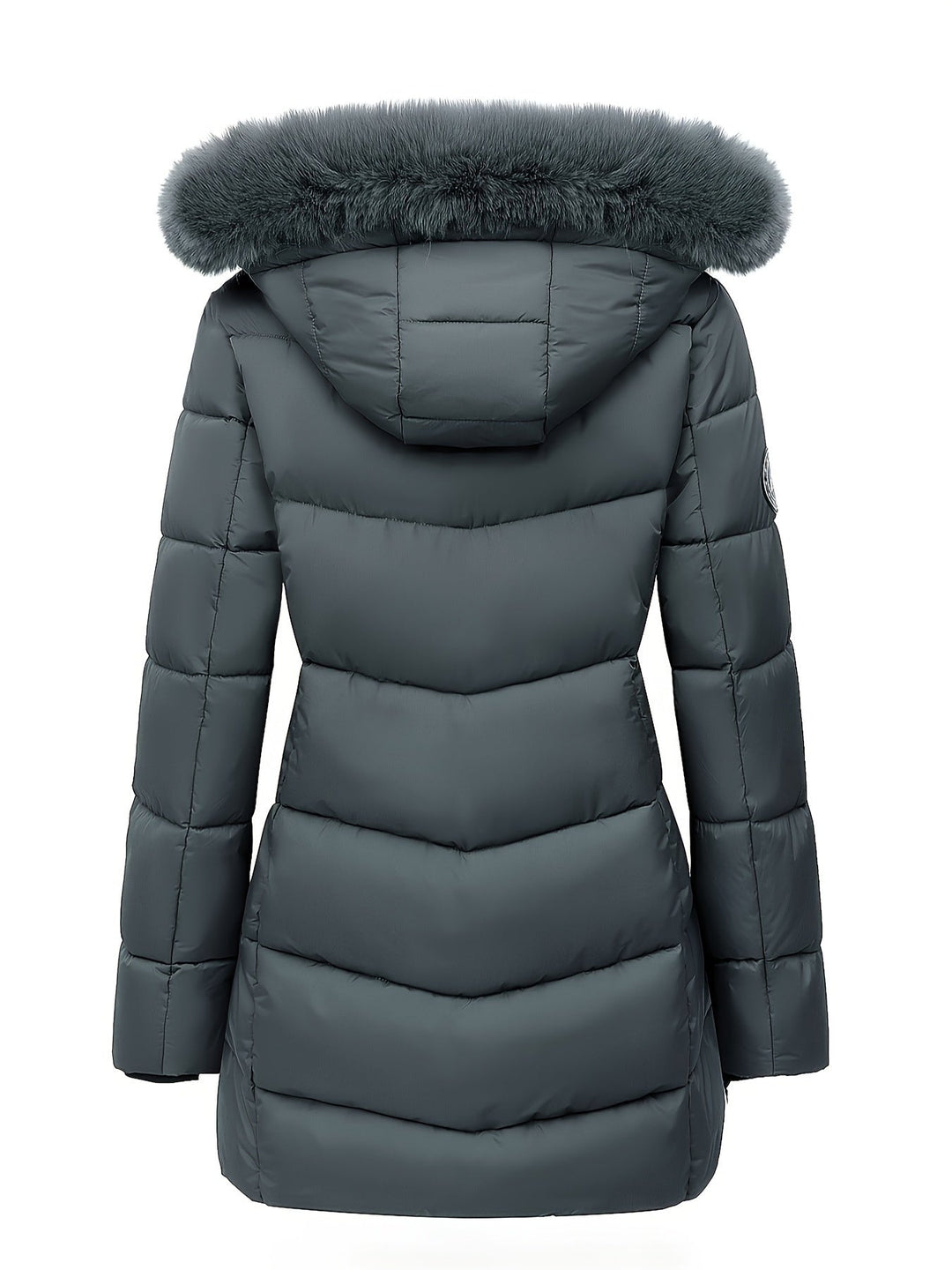 Warm Puffy Jacket with Stylish Details - Evelyne-Dark blue-S-Nora Luxe