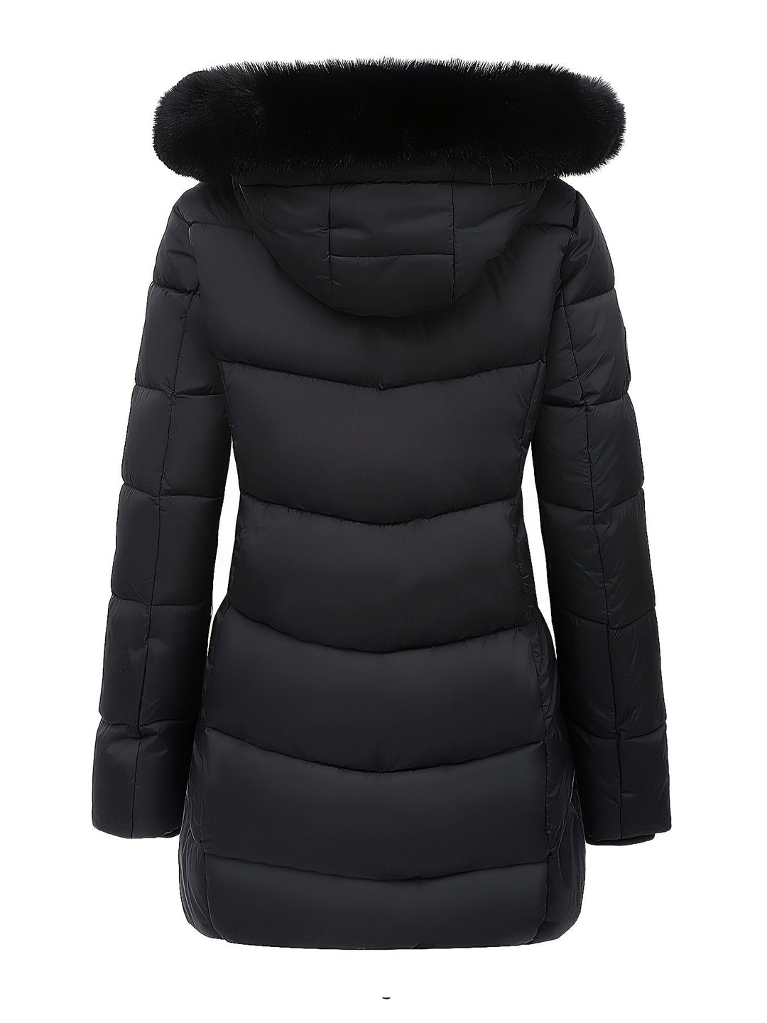 Warm Puffy Jacket with Stylish Details - Evelyne-Dark blue-S-Nora Luxe