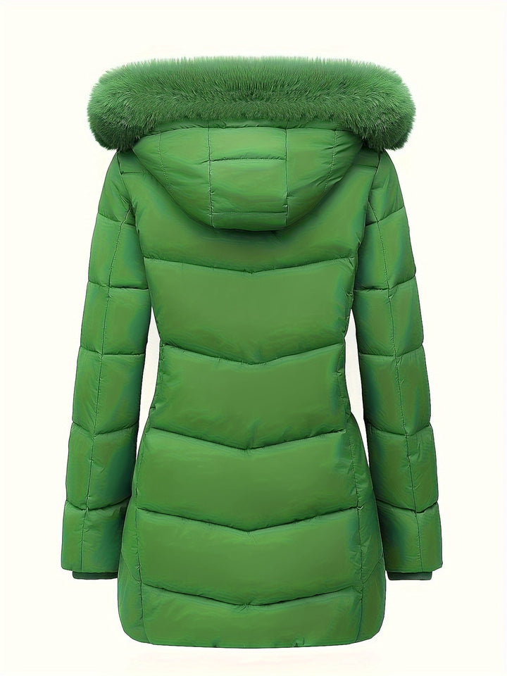 Warm Puffy Jacket with Stylish Details - Evelyne-Dark blue-S-Nora Luxe