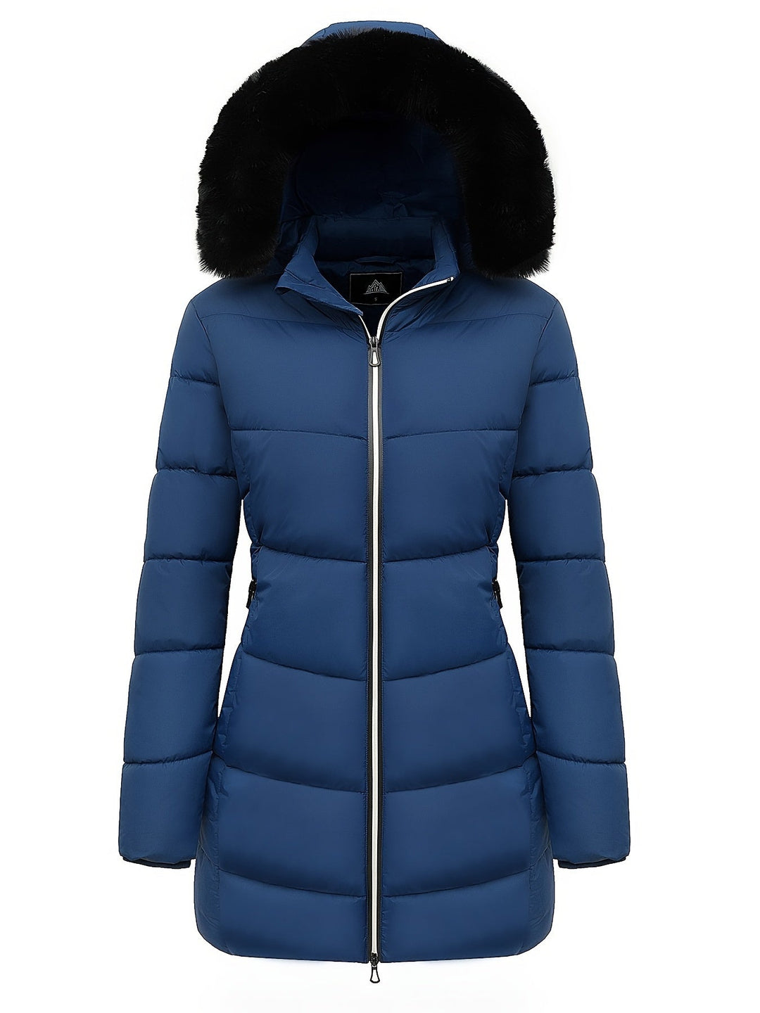 Warm Puffy Jacket with Stylish Details - Evelyne-Dark blue-S-Nora Luxe