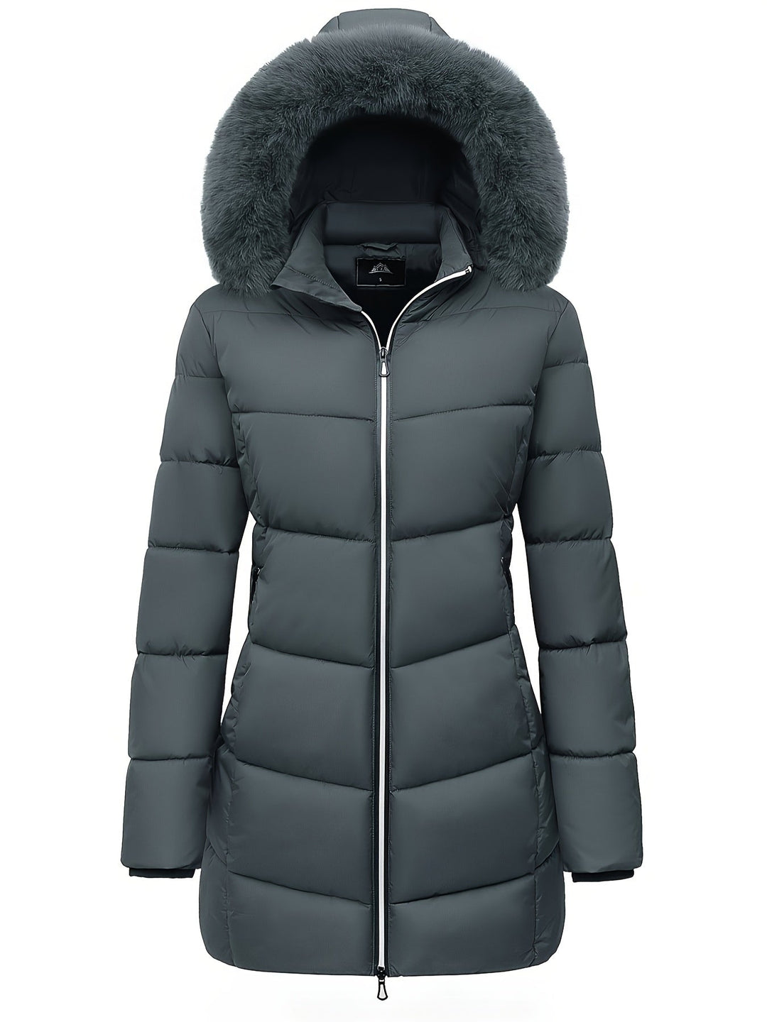 Warm Puffy Jacket with Stylish Details - Evelyne-Dark gray-S-Nora Luxe