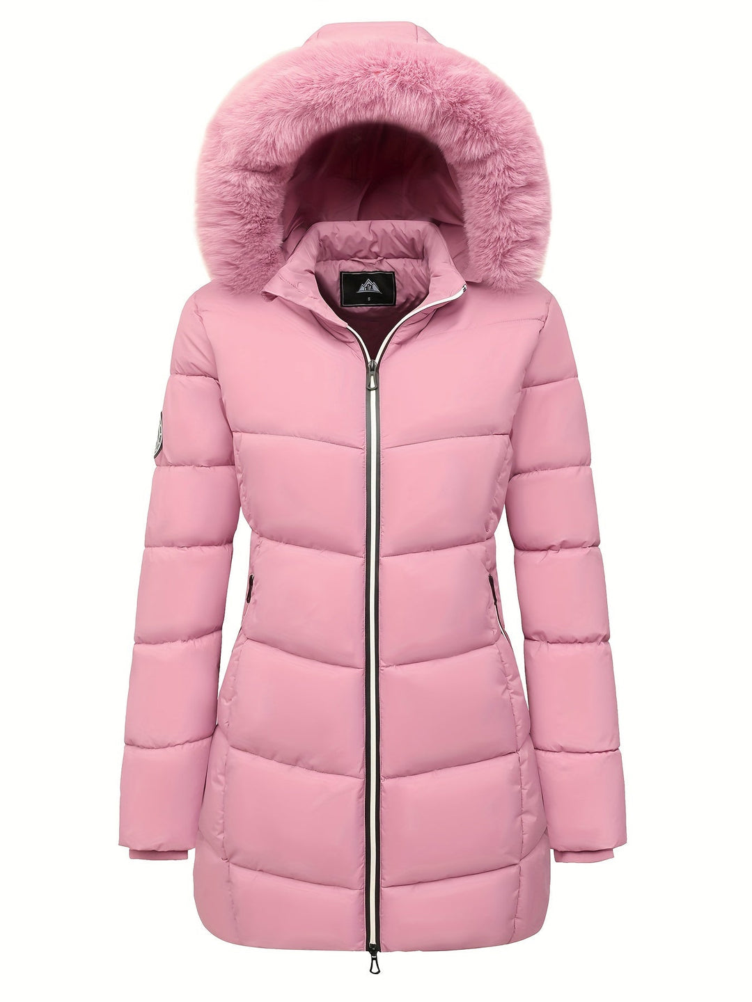 Warm Puffy Jacket with Stylish Details - Evelyne-Pink-S-Nora Luxe