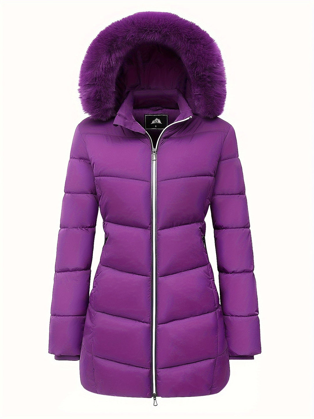 Warm Puffy Jacket with Stylish Details - Evelyne-Purple-S-Nora Luxe
