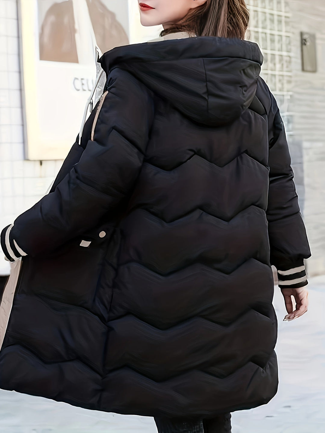 Warm Quilted Hoodie Jacket with Zip - Valencia-Red-S-Nora Luxe