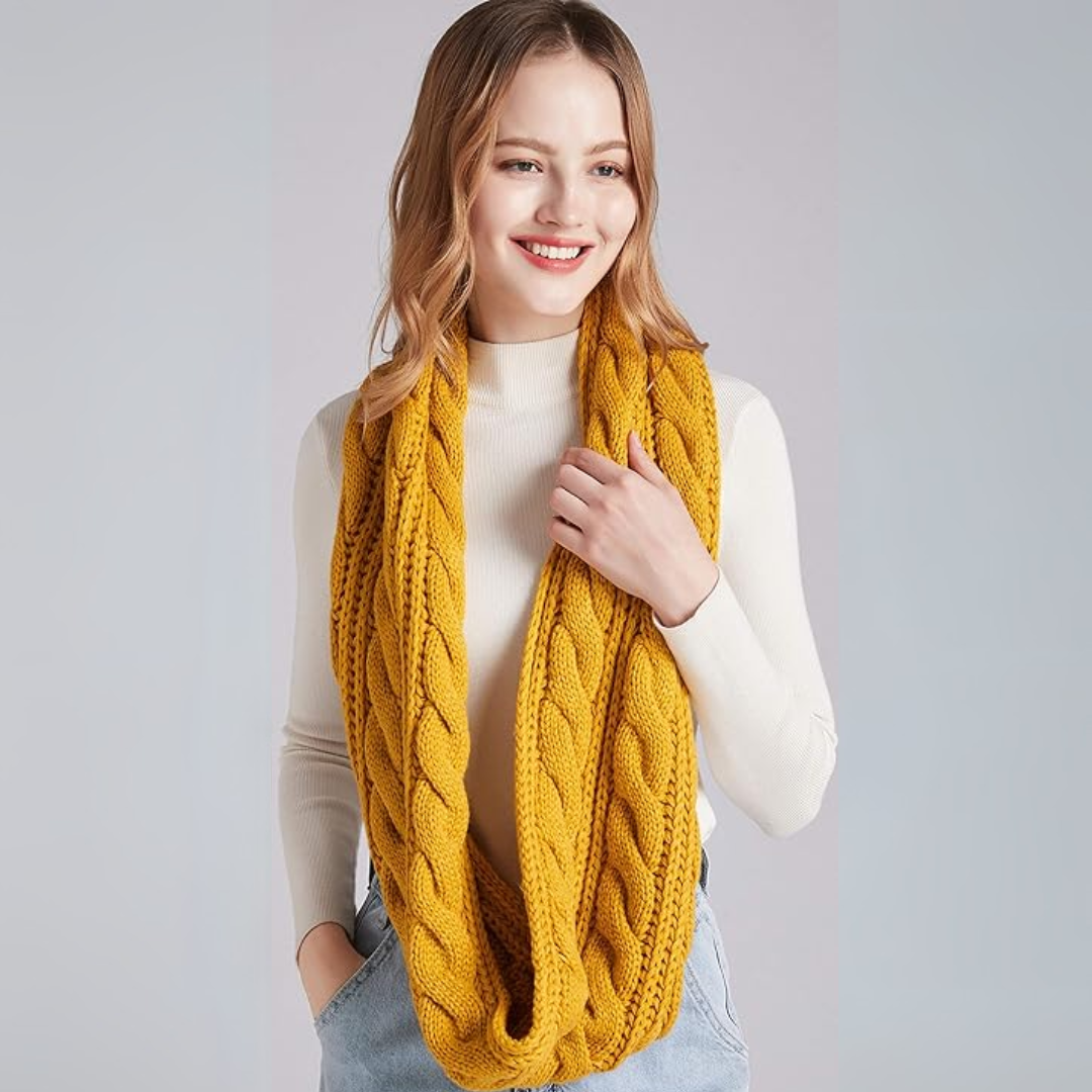 Warm Ribbed Knitted Winter Scarf - Davina-Khaki-Nora Luxe