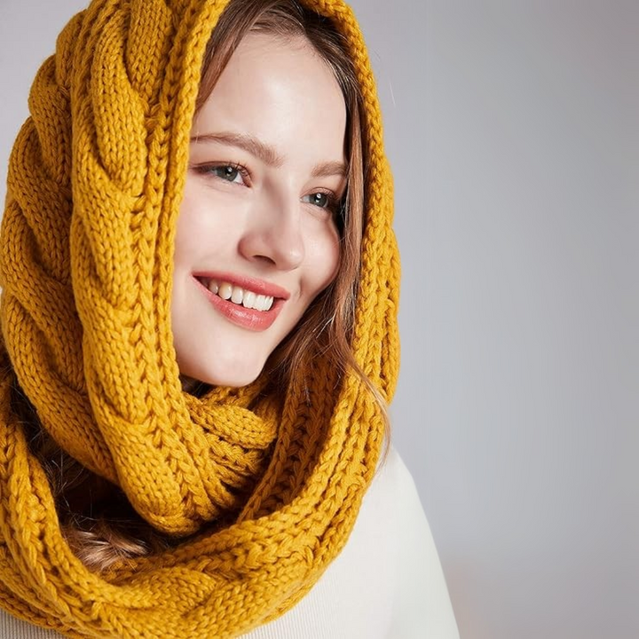 Warm Ribbed Knitted Winter Scarf - Davina-Khaki-Nora Luxe