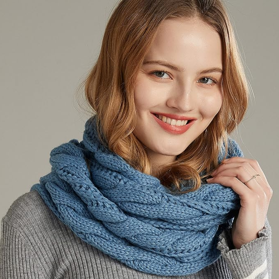 Warm Ribbed Knitted Winter Scarf - Davina-Khaki-Nora Luxe