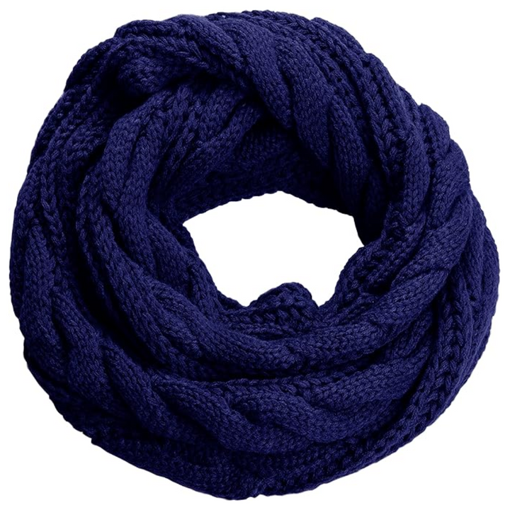 Warm Ribbed Knitted Winter Scarf - Davina-Marine Blue-Nora Luxe